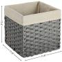 SONGMICS Handwoven Storage Baskets, Foldable Cube Storage Bins with Handles, Set of 6 Rattan-Style Storage Cubes for Shelf, for Bedroom Closet Laundry Room, 11.6 x 11.6 x 11.6 Inches, Gray URRB306WG