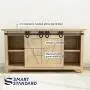 SMARTSTANDARD 5FT Super Mini Sliding Barn Door Hardware Track Kit -Smoothly and Quietly -for Double Opening Cabinet, TV Stand, Closet, Window -Fit 15&quot-20&quot Wide Door Panel -U Shape Hanger (NO Cabinet)