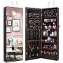 TomCare Jewelry Organizer Jewelry Cabinet Wall Door Mounted Jewelry Armoire Lockable with 2 Drawers Jewelry Boxes Frameless Mirror Earring Organizer Thickened Hanging Wall Mirror Jewelry Storage Vintage