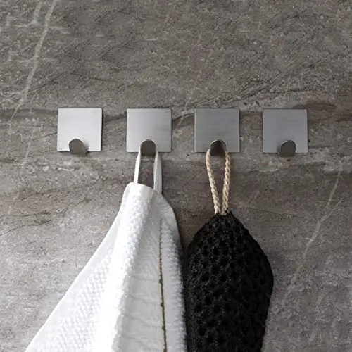 Togu SUS 304 Stainless Steel Self Adhesive Hook Heavy Duty Wall Hooks Nail-Free Waterproof Stick On Bathroom Kitchen Door for Keys Hats Towel Coats, Brushed Finish,4pcs Togu SUS 304 Stainless Steel Self Adhesive Hook Heavy Duty Wall Hooks Nail-Free Waterproof Stick On Bathroom Kitchen Door for Keys Hats Towel Coats, Brushed Finish,4pcs