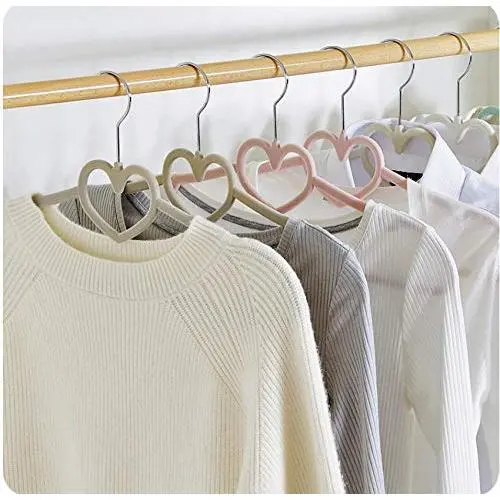 10pcs Random Color Non-Slip Ultra-Thin 360 Degree Swivel Flocked Adult Clothes Hangers with Heart Tie Bar Notched Shoulders for Garment 10pcs Random Color Non-Slip Ultra-Thin 360 Degree Swivel Flocked Adult Clothes Hangers with Heart Tie Bar Notched Shoulders for Garment