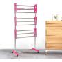 Dporticus Clothes Drying Compact Dryer Hanger Compact Storage Steel with Wings Shape Hanging Rods Pink
