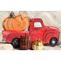 Pumpkin Red Truck Wooden Door Hanger Sign Pumpkin Red Truck Wooden Door Hanger Sign