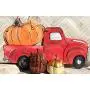 Pumpkin Red Truck Wooden Door Hanger Sign Pumpkin Red Truck Wooden Door Hanger Sign