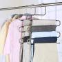 STAR-FLY Pants Hangers Non Slip Updated S-Shaped 5 Layers Hangers Closet Space Saver for Jeans Scarf Tie Clothes (5-Pack)