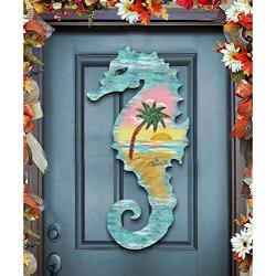 G.DeBrekht Coastal Scenic Seahorse Rustic Wooden Door hanger / wall decor#8198517H