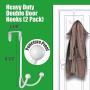 Over The Door Hooks Hangers [10 Pack] with 2 Double Hanger Hooks and 8 Signle Hooks Fit for Two Sized Doors. Stainless Steel Over Door Hook Organizer for Clothing Coat Towel Robe Hat Hanging - White