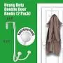 Over The Door Hooks Hangers [10 Pack] with 2 Double Hanger Hooks and 8 Signle Hooks Fit for Two Sized Doors. Stainless Steel Over Door Hook Organizer for Clothing Coat Towel Robe Hat Hanging - White