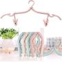 YOUOWO 4 PCS Portable Folding Clothes Hangers with 8 Hanger Clips for Scarves Suits Trousers Pants Shirts Socks Underwear for Travel Home (Blue Green Pink Beige)