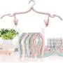 YOUOWO 4 PCS Portable Folding Clothes Hangers with 8 Hanger Clips for Scarves Suits Trousers Pants Shirts Socks Underwear for Travel Home (Blue Green Pink Beige)