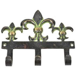 Indianshelf Handmade 1 Artistic Vintage Black Brass French Flower Bud Patina Key Hooks Holders/Wall Hooks for Towels