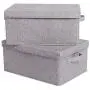 CAMEL CROWN Set of 2 Foldable Storage Boxes with Lids and Handles Large Storage Bins Cubes Containers Baskets with Removable Dividers for Home Closet Office Car Boot Clothes Files Books Warm Grey CAMEL CROWN Set of 2 Foldable Storage Boxes with Lids and Handles Large Storage Bins Cubes Containers Baskets with Removable Dividers for Home Closet Office Car Boot Clothes Files Books Warm Grey