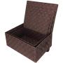 Sorbus Storage Boxes Woven Basket Bin Container Tote Cube Organizer Set Stackable Storage Basket Woven Strap Shelf Organizer Built-in Carry Handles (Woven Lid Baskets - Chocolate)