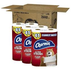 Charmin Ultra Strong Clean Touch Toilet Paper, 24 Family Mega Rolls = 123 Regular Rolls (Packaging May Vary)