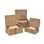 Trademark Innovations Rectangular Seagrass Baskets Lids (Set of 3), Brown