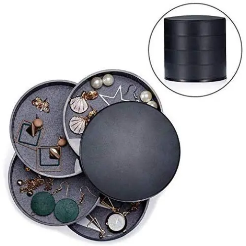 BREIS Jewelry Organizer Box, 4 Layers 360°Rotating Travel Small Storage Box, for Necklaces Rings Earrings Bedside Holder Jewelry Tower Tray (Black) BREIS Jewelry Organizer Box, 4 Layers 360°Rotating Travel Small Storage Box, for Necklaces Rings Earrings Bedside Holder Jewelry Tower Tray (Black)