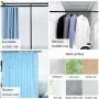 Micaza Curtain Rod Shower Rod Tension Rod, Extendable No Drill Rust-Resistant Adjustable Drapery Pole for Bathtub Closet Doorway Clothes Hanger-Black 310-360cm(122-142inch)
