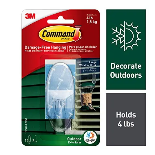 Command Outdoor Large Window Hook, Decorate Damage-Free (17093CLR-AWES) Command Outdoor Large Window Hook, Decorate Damage-Free (17093CLR-AWES)