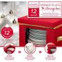 Simplify Holiday Dinner Plate Dinnerware Storage Boxes with 12 Felt Dividers, China Tableware Containers Set, Red