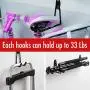 3pcs Garage Hanger Hooks for Hanging Ladder Hose Extension Cord Shovel Bike Chair Garden Tools, [UPGRADE VERSION] Wall Mount Organizer Storage Holder with Longer Screws Included and Anti Slip Rubber