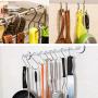 EnjoCho 15PCS Stainless Steel S Shaped Hooks Pot Pan Hanging Hanger Clothes Storage Rack for Kitchen Bedroom Office (Silver)