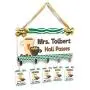 Personalized Teacher Green Coffee Theme Hall Passes Set with Hanger, School Locations Badges