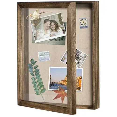 Love-KANKEI Shadow Boxes Display Case 11x14 Shadow Boxes Picture Frame with Linen Back Memorabilia Awards Medals Photos Memory Boxes Carbonized Black