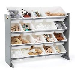 Tot Tutors Springfield Collection Supersized Wood Toy Storage Organizer, Extra Large, Grey/White