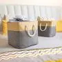 Prandom Large Foldable Cube Storage Baskets Bins 13x13 inch [3-Pack] Fabric Linen Collapsible Storage Bins Cubes Drawer with Cotton Handles Organizer for Shelf Toy Nursery Closet Bedroom(Gray/Beige)…