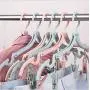 YOUOWO 4 PCS Portable Folding Clothes Hangers with 8 Hanger Clips for Scarves Suits Trousers Pants Shirts Socks Underwear for Travel Home (Blue Green Pink Beige)