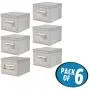 mDesign Soft Fabric Stackable Closet Storage Organizer Holder Boxes with Clear Window, Attached Hinged Lid - Bedroom, Hallway, Entryway, Closet, Bathroom - Chevron Print, Large, 6 Pack - Taupe/Natural mDesign Soft Fabric Stackable Closet Storage Organizer Holder Boxes with Clear Window, Attached Hinged Lid - Bedroom, Hallway, Entryway, Closet, Bathroom - Chevron Print, Large, 6 Pack - Taupe/Natural
