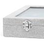 Basuwell Velvet Glass Jewelry Ring Display Organizer Boxes Tray Holder Jewelry Earrings Storage Case