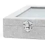 Basuwell Velvet Glass Jewelry Ring Display Organizer Boxes Tray Holder Jewelry Earrings Storage Case