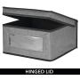 mDesign Soft Stackable Fabric Closet Storage Organizer Holder Bin with Clear Window, Attached Lid - for Home Office, Den, Hallway, Entryway - Textured Print - Medium, 4 Pack - Gray/Black