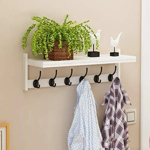 LRZS Creative Simple Wall Hanging Clothes Hanger Bedroom Clothes Hanger Wall Hanging Clothes Hanger Living Room Shelf Wall Hanging Wood Separator (Color : White)