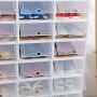 VIOLETY 3pc Storage Shoes Boxes Clear Plastic Foldable Stackable Shoe Container Closet Shelf Organizer (Large, White)
