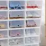 VIOLETY 3pc Storage Shoes Boxes Clear Plastic Foldable Stackable Shoe Container Closet Shelf Organizer (Large, White) VIOLETY 3pc Storage Shoes Boxes Clear Plastic Foldable Stackable Shoe Container Closet Shelf Organizer (Large, White)