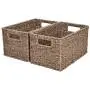 StorageWorks Seagrass Wicker Storage Baskets, Rectangular Hand-Woven Basket with Handle, 12.9” x 8.3” x 7”, 2-Pack