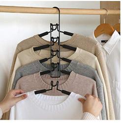 2pcs Multi-Layer Anti-Slip Clothes Hangers Save Space 5 in 1 Metal Laundry Rack Storage for Shirt Sweater Suit Dress Coat Decoration