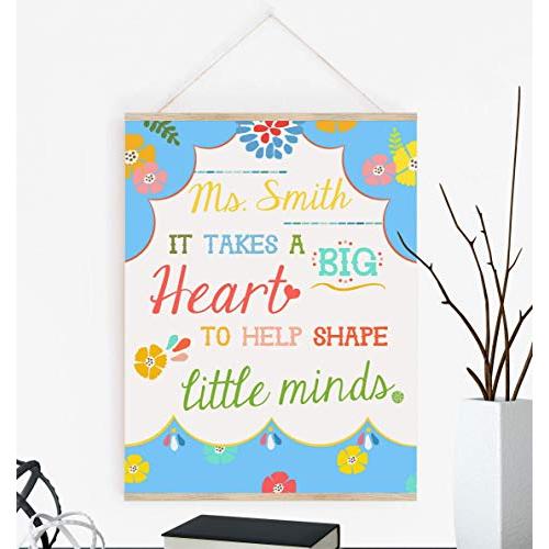 Personalized Gift for Teacher, It Takes A Big Heart To Help Shape Little Minds Artwork with Poster Hanger Available