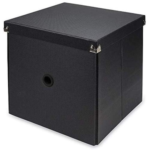 Samsill Pop n’ Store Decorative Storage Boxes with Lid, Collapsible and Stackable, Cube Storage Box, Interior Size (11&quotx11&quotx11"”) Black, PNS12LSBK