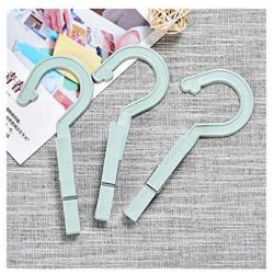 Mexidi 3 Pcs Portable Laundry Hanger Clothespins with Spring Clip Hooks, Outdoor Plastic Hanger Drying Clothing, Drying Clips, Clothes Pins, for Home or Travel -Air Dry and Drip Dry (Green)