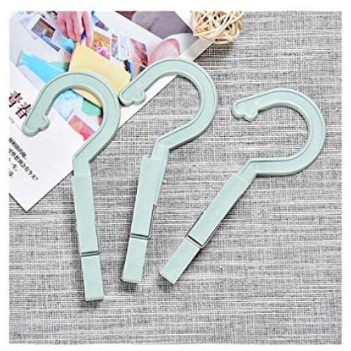 Mexidi 3 Pcs Portable Laundry Hanger Clothespins with Spring Clip Hooks, Outdoor Plastic Hanger Drying Clothing, Drying Clips, Clothes Pins, for Home or Travel -Air Dry and Drip Dry (Green)