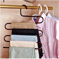 5pcs Random Color Multi-Layer Iron Pants Rack S-Type Nonslip Hangers for Clothes cabide Trousers Hangers Multi-Function Wardrobe Storage Tool