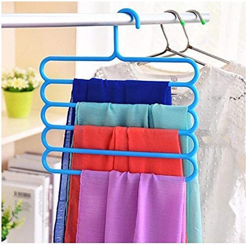 5 Layers Non-Slip Multi Functional Clothes Hangers Pants Storage Hangers Cloth Rack Scarf Tie Rack Space Saving Organizer 5pcs Random Color