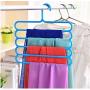 5 Layers Non-Slip Multi Functional Clothes Hangers Pants Storage Hangers Cloth Rack Scarf Tie Rack Space Saving Organizer 5pcs Random Color