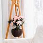 Hanging Flower Pot Balcony Brown Plastic Rattan Design Hanging Bowl Hanging Hanging Pile Bag 2 Planting Basketball-Shaped Hanging Basket Modern Decorative Hanger