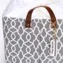 Sea Team Moroccan Geometric Pattern Canvas Fabric Storage Basket Collapsible Geometric Design Storage Bin with Drawstring Cover and PU Leather Handles, 16.5 by 11.8 inches, Waterproof Inner, Grey Sea Team Moroccan Geometric Pattern Canvas Fabric Storage Basket Collapsible Geometric Design Storage Bin with Drawstring Cover and PU Leather Handles, 16.5 by 11.8 inches, Waterproof Inner, Grey