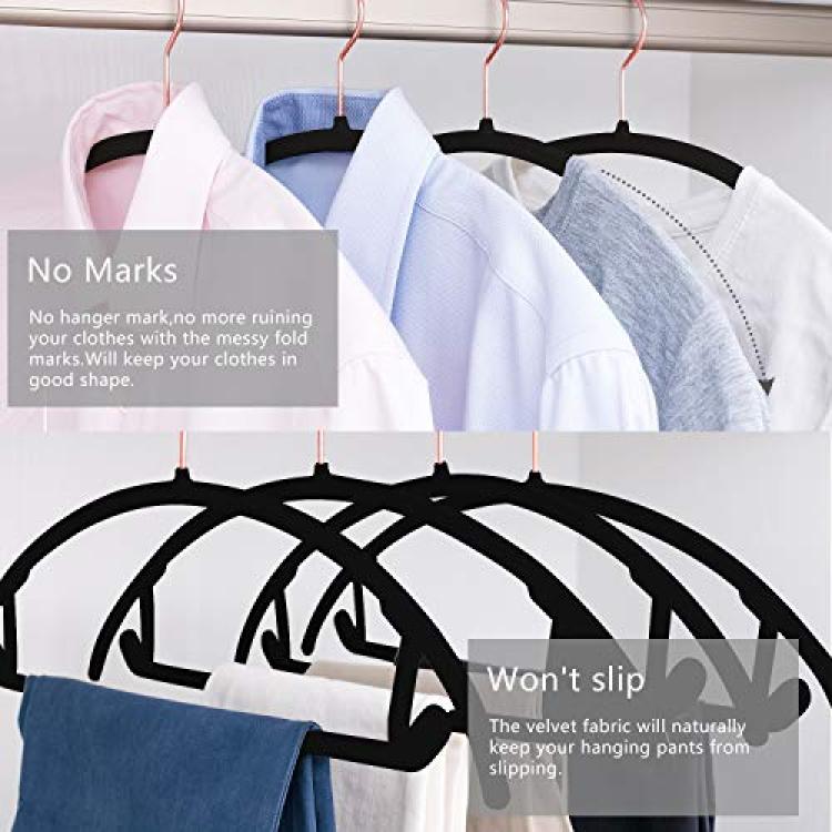 MIZGI Premium Velvet Hangers (50 Pack) Heavy Duty - Non Slip Felt Hangers -  Aqua Blue - Rose Gold Hooks,Space Saving Clothes Hangers,Durable Strong