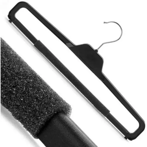 HANGERWORLD 20 Black 15.7inch Plastic Anti Slip Foam Coat Clothes Garment Pants Bar Hanger Metal Hook HANGERWORLD 20 Black 15.7inch Plastic Anti Slip Foam Coat Clothes Garment Pants Bar Hanger Metal Hook